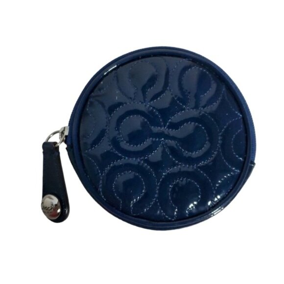 Coach Navy Leather Pouch Coin Wallet Change Purse Accessory Case BAG WOMEN'S - Picture 15 of 16